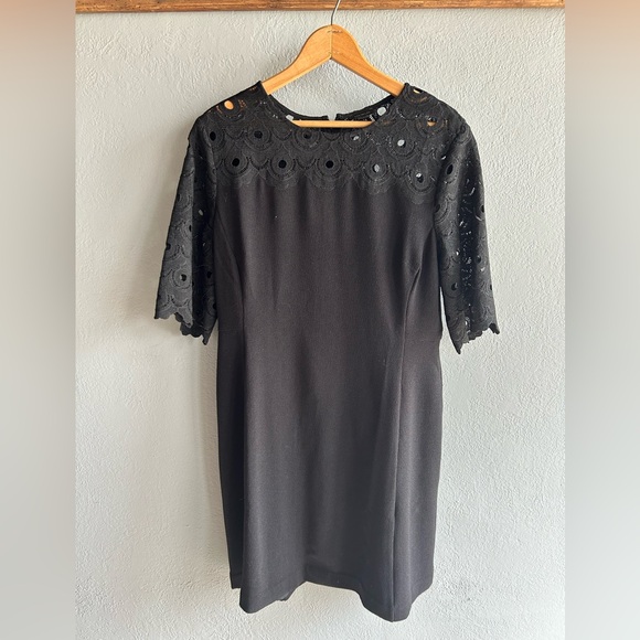 Ann Taylor, black dress lace top, size 12 - Picture 2 of 10